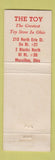 Matchbook Cover - The Toy Store Massillon OH Christmas