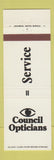 Matchbook Cover - Council Opticians Buffalo Clarence Batavia Lockport NY