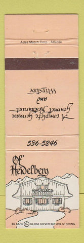 Matchbook Cover - Ol Heidelberg German Restaurant Huntsville AL WORN