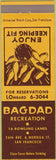 Matchbook Cover - Bagdad Recreation bowling San Francisco CA