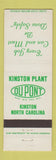 Matchbook Cover - DuPont Kinston NC Plant safety