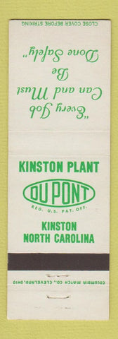 Matchbook Cover - DuPont Kinston NC Plant safety