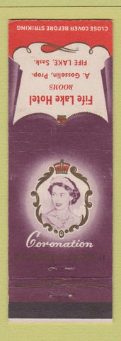 Matchbook Cover - Queen Elizabeth Coronation Fife Lake Hotel SK