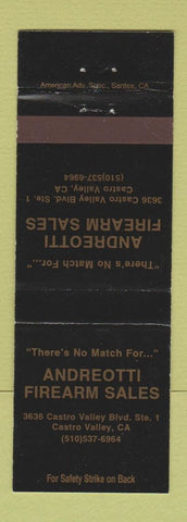 Matchbook Cover - Andreotti Firearm Sales guns Castro Valley CA
