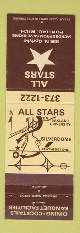 Matchbook Cover - All Stars Pontiac MI restaurant