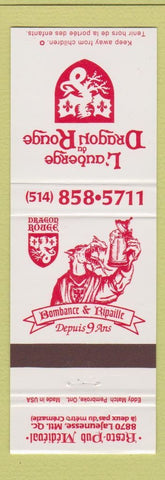 Matchbook Cover - L'Auberge Draon du Rouge Montreal QC
