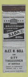 Matchbook Cover - Alex Bell City Treasurer Norfolk VA? 1941 WORN
