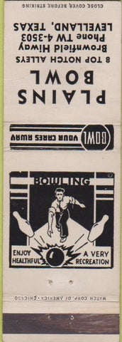 Matchbook Cover - Plains Bowling Levelland TX