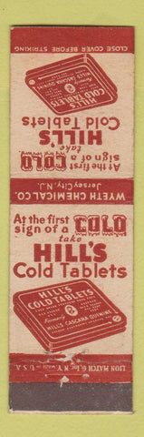 Matchbook Cover - Hill's Cold Tablets Wyeth Chemical Jersey City NJ WEAR