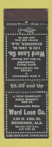 Matchbook Cover - Ward Loan Company Bessemer AL WORN