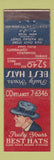 Matchbook Cover - Truly Yours Best Hats New York City WEAR