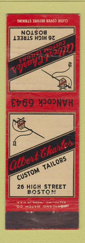 Matchbook Cover - Albert Charles Tailor Men's Clothes Boston MA WEAR