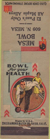 Matchbook Cover - Mesa Bowling El Paso TX