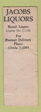 Matchbook Cover - Jacobs Wines and Liquors New York City WORN