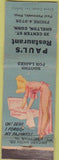 Matchbook Cover - Paul's Restaurant Shelton CT pinup WORN