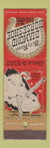 Matchbook Cover - Bill Rose's Diamond Horseshoe New York City girlie