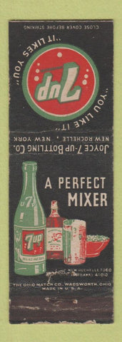Matchbook Cover - 7Up Soda New Rochelle NY Joyce Bottling WORN