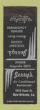 Matchbook Cover - Jerry's Restaurant New Orleans LA