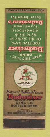 Matchbook Cover - Budweiser Beer WORN