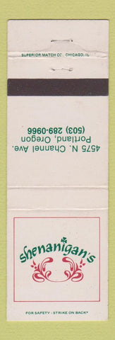 Matchbook Cover - Shenanigan's Portland OR