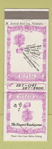 Matchbook Cover - Gino's Philadelphia PA restaurant
