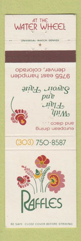 Matchbook Cover - Raffles Restaurant Disco Denver Colorado
