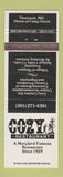 Matchbook Cover - Cozy Restaurant Thurmont MD