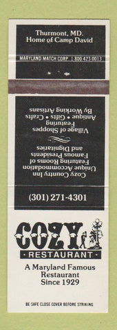 Matchbook Cover - Cozy Restaurant Thurmont MD