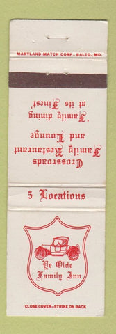 Matchbook Cover - Ye Olde Family Inn Vandalia Tipp City Lewisburg OH WEAR