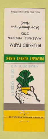 Matchbook Cover - Bluebird Farm Marshall VA Smokey the Bear
