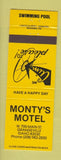 Matchbook Cover - Monty's Motel Grangeville ID
