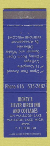 Matchbook Cover - Nickey's Silver Birch Inn Cottages Walloon Lake MI