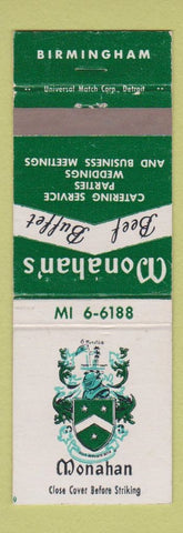 Matchbook Cover - Monahan's Beef Buffet Birmingham MI