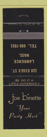 Matchbook Cover - Joe Binette Lawrence MA bar?