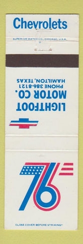 Matchbook Cover - Lightfoot Motors Chevrolet Hamilton TX 1976