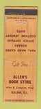 Matchbook Cover - Allen's Book Store Salem IL WORN