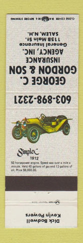 Matchbook Cover - George Gordon Insurance Salem NH