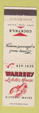 Matchbook Cover - Warren's Lobster House Kittery ME