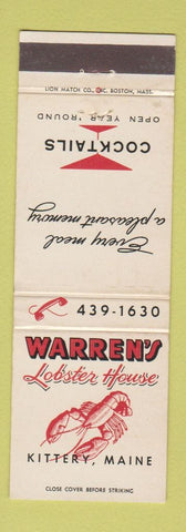 Matchbook Cover - Warren's Lobster House Kittery ME