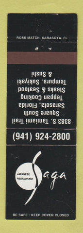 Matchbook Cover - Saga Japanese Restaurant Sarasota FL
