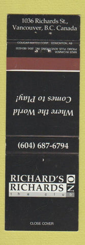 Matchbook Cover - Richard's Vancouver BC