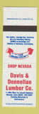 Matchbook Cover - Davis & Donnellan Lumber Nevada IA Lincoln Highway Days