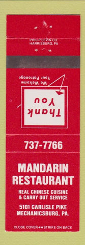 Matchbook Cover - Mandarin Restaurant Mechanicsburg PA