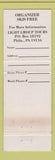 Matchbook Cover - Light Group Tours Philadelphia PA WEAR