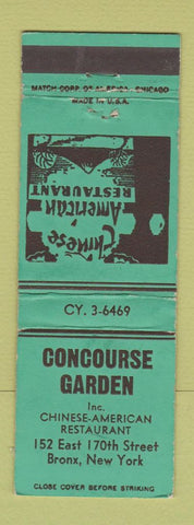 Matchbook Cover - Concourse Garden Chinese Bronx NY restaurant WEAR
