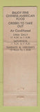 Matchbook Cover - Concourse Garden Chinese Bronx NY restaurant WEAR