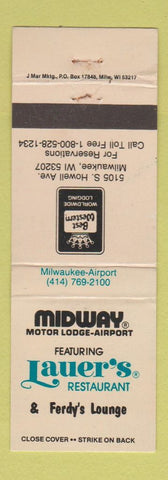 Matchbook Cover - Best Western Midway Motor Lodge Milwaukee WI