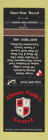 Matchbook Cover - Alpine Valley Resort East Troy WI