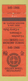 Matchbook Cover - Golden Wheel Chinese Restaurant Madison Heights MI