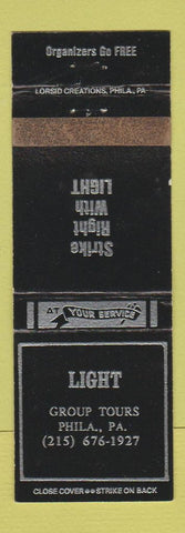 Matchbook Cover - Light Group Tours Philadelphia PA BLACK WEAR